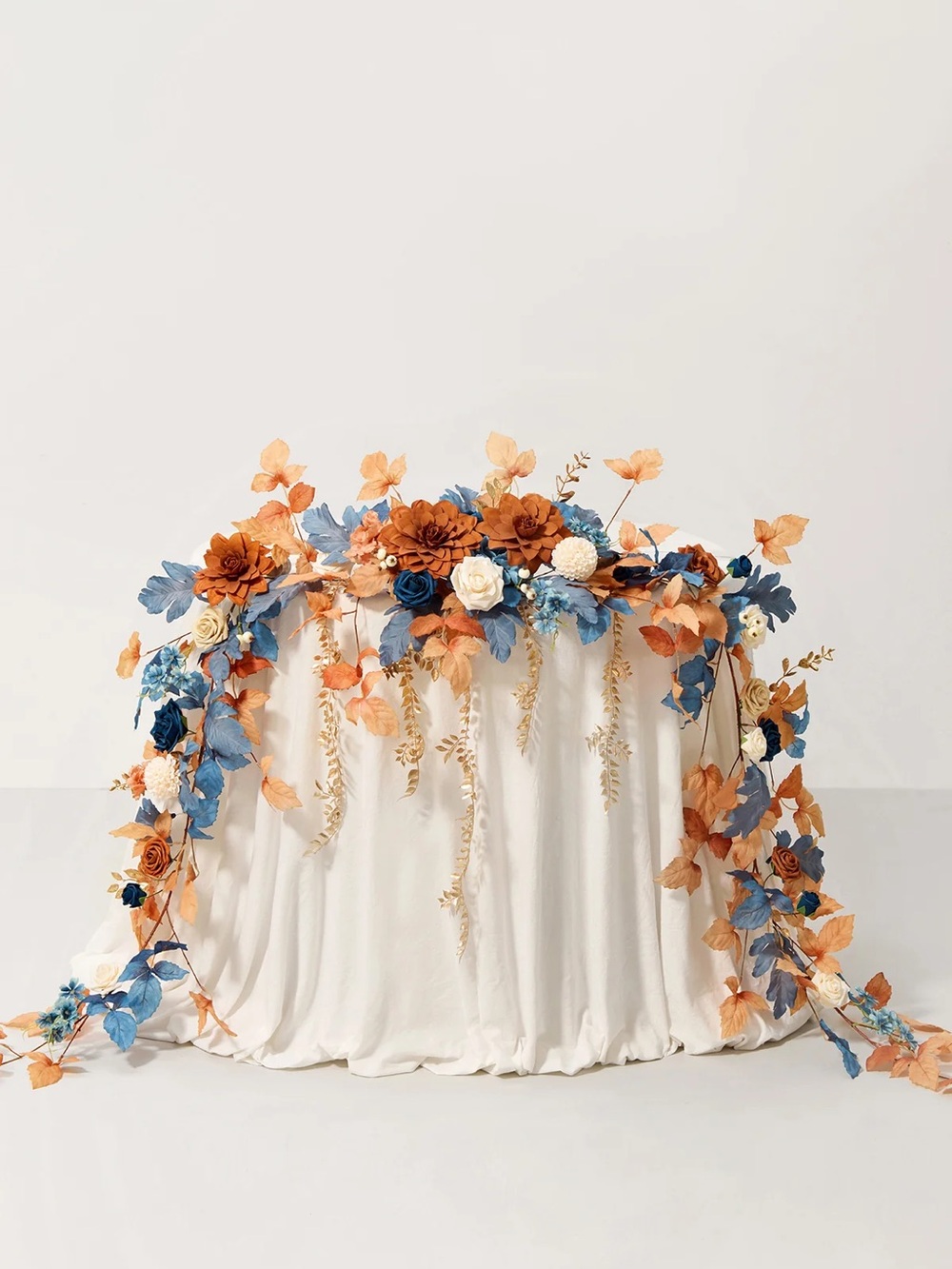 Wedding 9ft Floral Garland in Blue and Orange